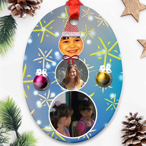 Snowman Frame Ornament Oval By Kim Blair Front