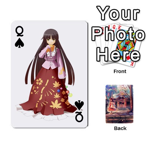Queen Touhou Playing Card Deck Reimu Back By K Kaze Front - SpadeQ