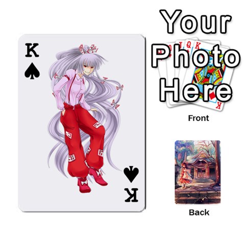 King Touhou Playing Card Deck Reimu Back By K Kaze Front - SpadeK