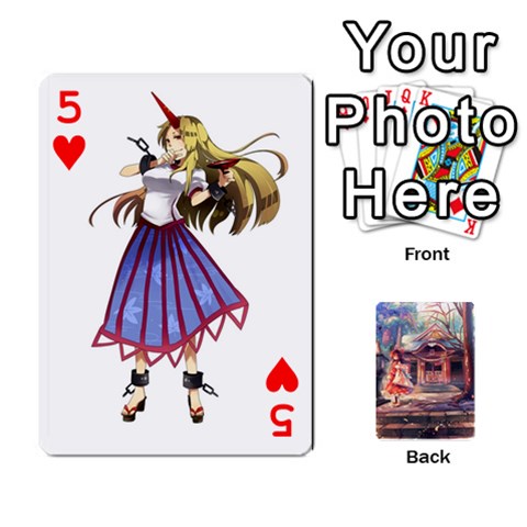 Touhou Playing Card Deck Reimu Back By K Kaze Front - Heart5