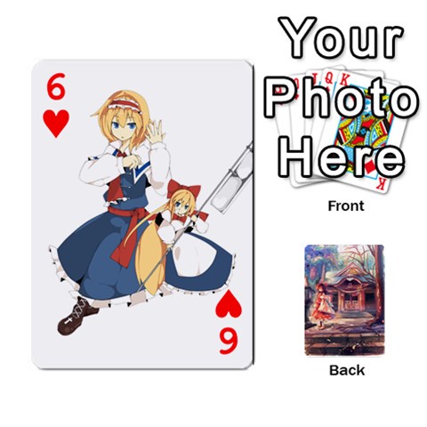 Touhou Playing Card Deck Reimu Back By K Kaze Front - Heart6