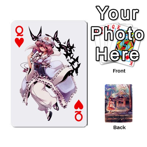 Queen Touhou Playing Card Deck Reimu Back By K Kaze Front - HeartQ