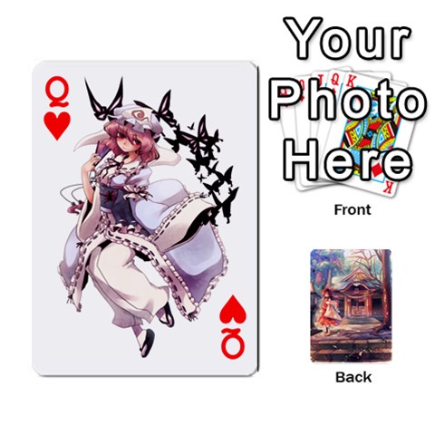 Queen Touhou Playing Card Deck Reimu Back By K Kaze Front - HeartQ