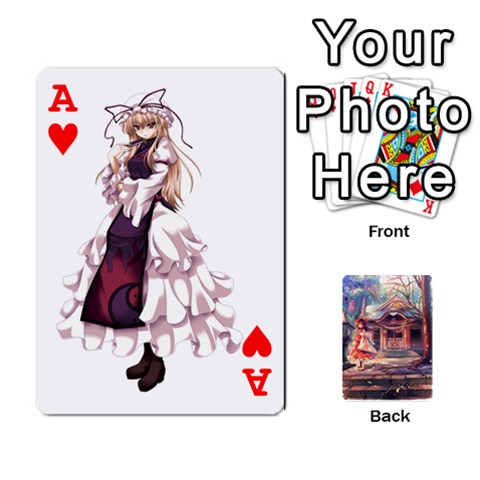 Ace Touhou Playing Card Deck Reimu Back By K Kaze Front - HeartA