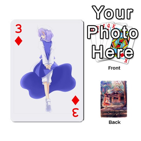 Touhou Playing Card Deck Reimu Back By K Kaze Front - Diamond3