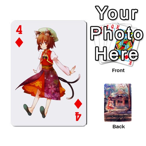 Touhou Playing Card Deck Reimu Back By K Kaze Front - Diamond4