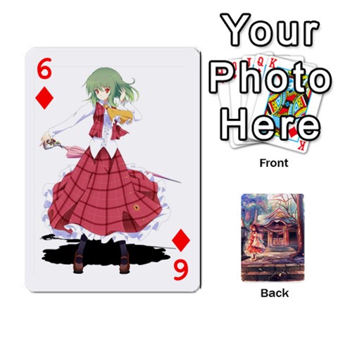 Touhou Playing Card Deck Reimu Back By K Kaze Front - Diamond6