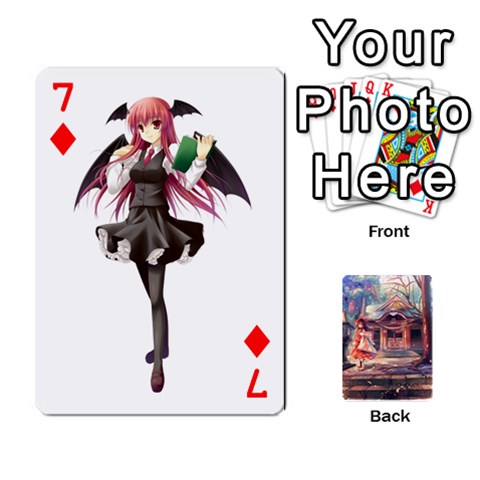 Touhou Playing Card Deck Reimu Back By K Kaze Front - Diamond7