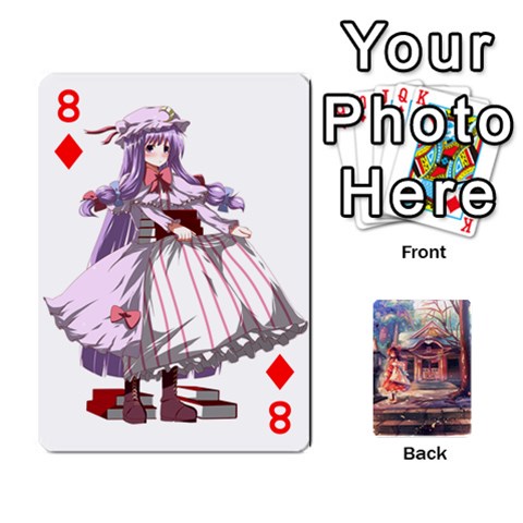 Touhou Playing Card Deck Reimu Back By K Kaze Front - Diamond8