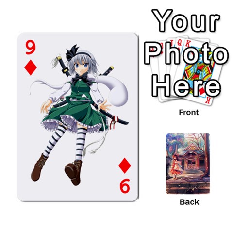 Touhou Playing Card Deck Reimu Back By K Kaze Front - Diamond9