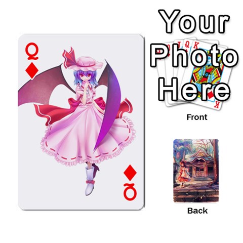 Queen Touhou Playing Card Deck Reimu Back By K Kaze Front - DiamondQ
