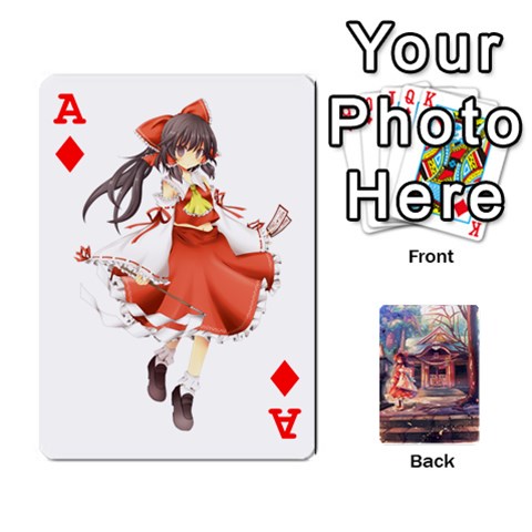 Ace Touhou Playing Card Deck Reimu Back By K Kaze Front - DiamondA