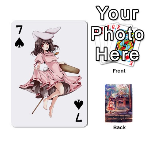 Touhou Playing Card Deck Reimu Back By K Kaze Front - Spade7