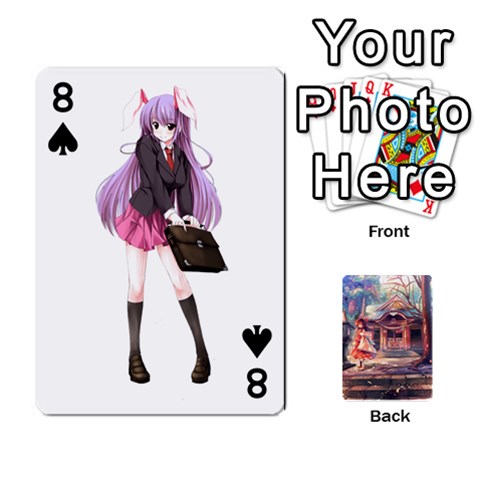 Touhou Playing Card Deck Reimu Back By K Kaze Front - Spade8