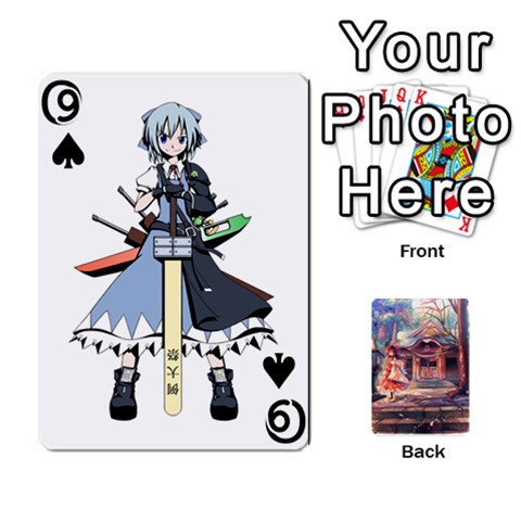Touhou Playing Card Deck Reimu Back By K Kaze Front - Spade9