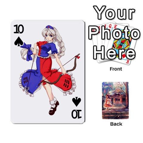 Touhou Playing Card Deck Reimu Back By K Kaze Front - Spade10