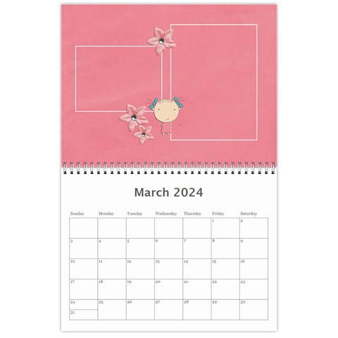 Wall Calendar 11 X 8 5 : Sweet Girl By Jennyl Mar 2024