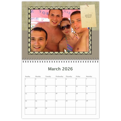 My Vacation Photo Calendar By Deborah Mar 2026