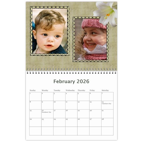Floral Elegance 2026 (any Year) Calendar By Deborah Feb 2026