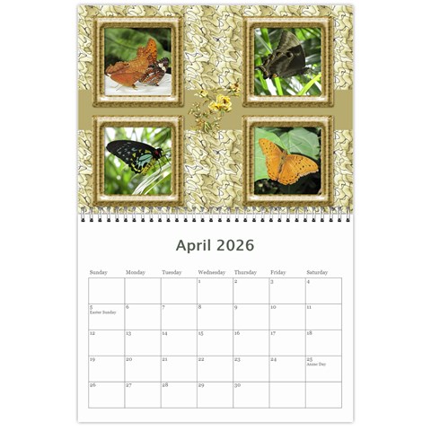 Floral Elegance 2026 (any Year) Calendar By Deborah Apr 2026