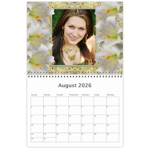 Floral Elegance 2026 (any Year) Calendar By Deborah Aug 2026