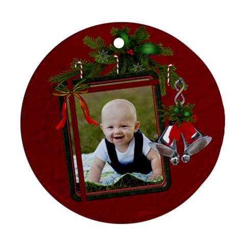 Christmas Bells Round Ornament By Lil Front