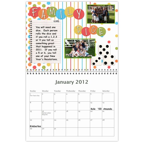 Family Calendar By Gay Jan 2012