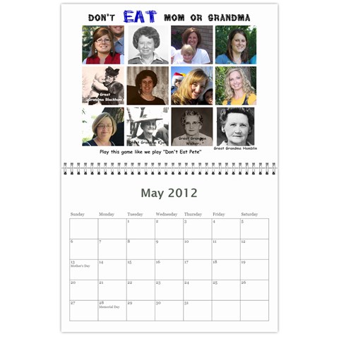 Family Calendar By Gay May 2012