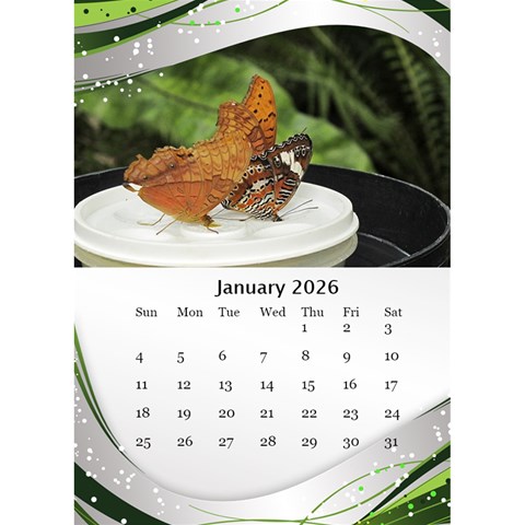 Green Wave Desktop Calendar 2026 (6x8 5) By Deborah Jan 2026