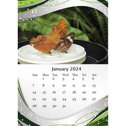 Green Wave Desktop Calendar 2024 (6x8 5) By Deborah Jan 2024