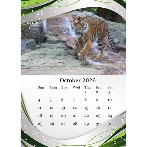 Green Wave Desktop Calendar 2026 (6x8 5) By Deborah Oct 2026