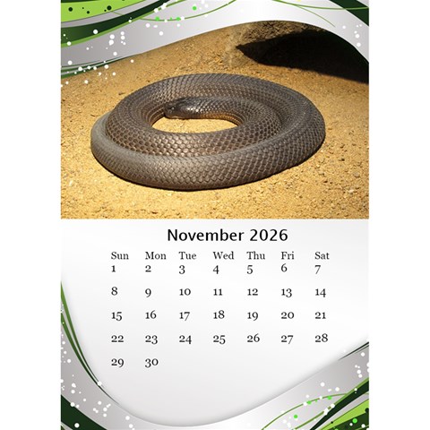 Green Wave Desktop Calendar 2026 (6x8 5) By Deborah Nov 2026