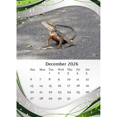 Green Wave Desktop Calendar 2026 (6x8 5) By Deborah Dec 2026