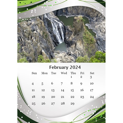 Green Wave Desktop Calendar 2024 (6x8 5) By Deborah Feb 2024
