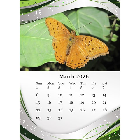 Green Wave Desktop Calendar 2026 (6x8 5) By Deborah Mar 2026