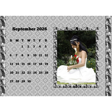 Framed In Silver 2026 Desk Calendar (8 5x6) By Deborah Sep 2026