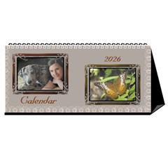 Cream Classic Desktop 2024 11 inch Calendar - Desktop Calendar 11  x 5 