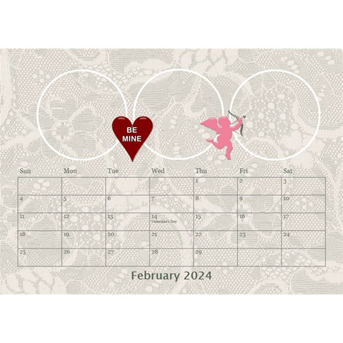 Love Desktop Calendar 8 5x6 By Lil Feb 2024