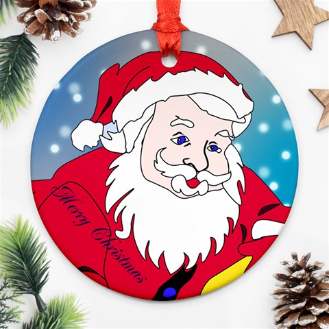 Santa Round Ornament By Kimmy Front