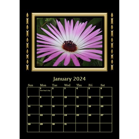 Black And Gold Desktop Calendar (6 Inch) By Deborah Jan 2024