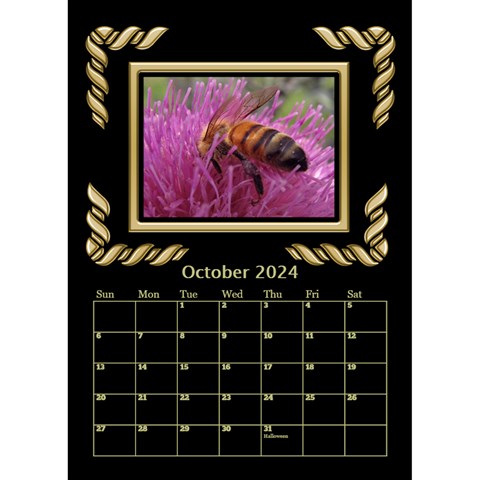 Black And Gold Desktop Calendar (6 Inch) By Deborah Oct 2024