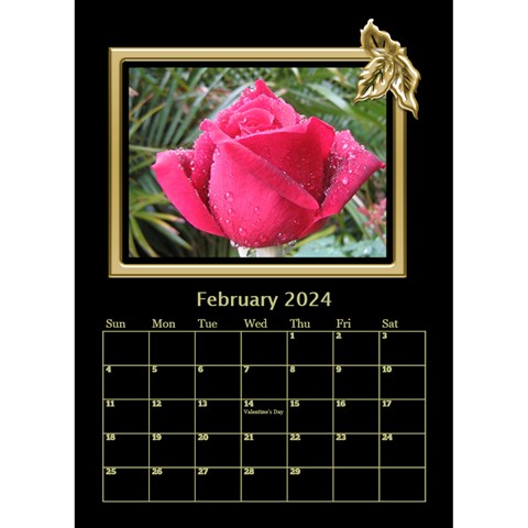 Black And Gold Desktop Calendar (6 Inch) By Deborah Feb 2024