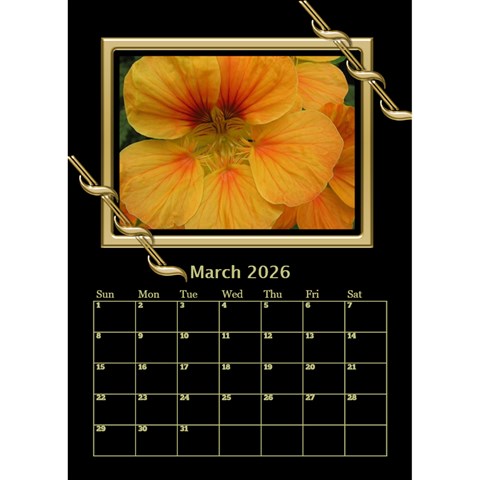 Black And Gold Desktop Calendar (6 Inch) By Deborah Mar 2026