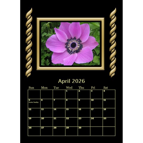 Black And Gold Desktop Calendar (6 Inch) By Deborah Apr 2026