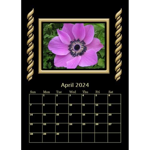 Black And Gold Desktop Calendar (6 Inch) By Deborah Apr 2024
