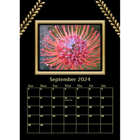 Black And Gold Desktop Calendar (6 Inch) By Deborah Sep 2024