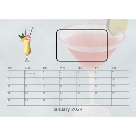 Happy Hour Desktop Calendar 8 5 x6  By Lil Jan 2024