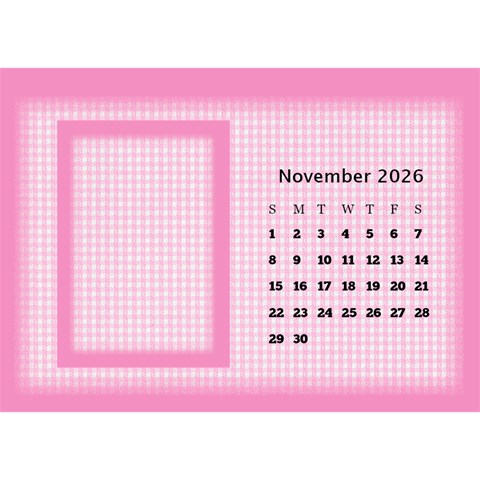 Pink Princess 2026 Desktop Calendar By Deborah Nov 2026