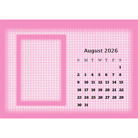 Pink Princess 2026 Desktop Calendar By Deborah Aug 2026