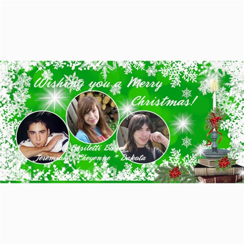 Christmas Photo Card Green Burst By Laurrie 8 x4  Photo Card - 2